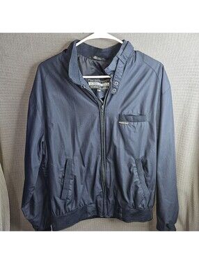 Vintage Members Only 80s Blue Jacket Cafe Racer Mens  Lightweight Zip Front Med
